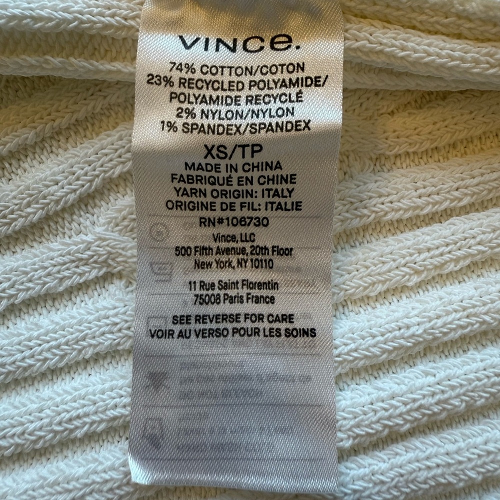VINCE Rib Tie Back Cotton Blend Tank Top in Optic White Size XS - Picture 10 of 14